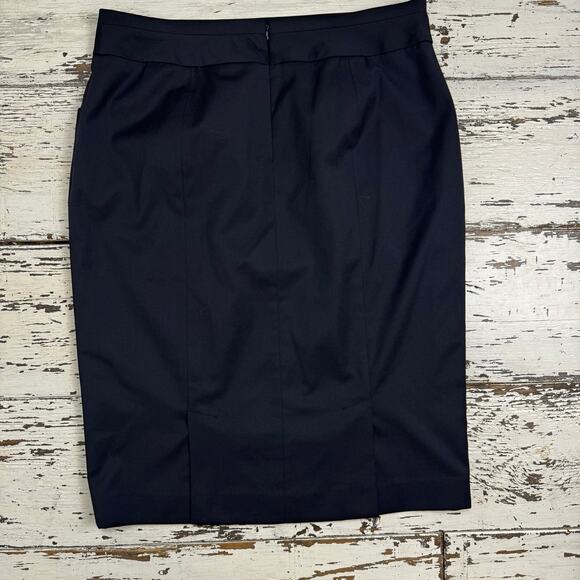Pendleton Black Wool Blend A Line Pencil Skirt Sz 12 Vented Career Office Pocket - Picture 7 of 9